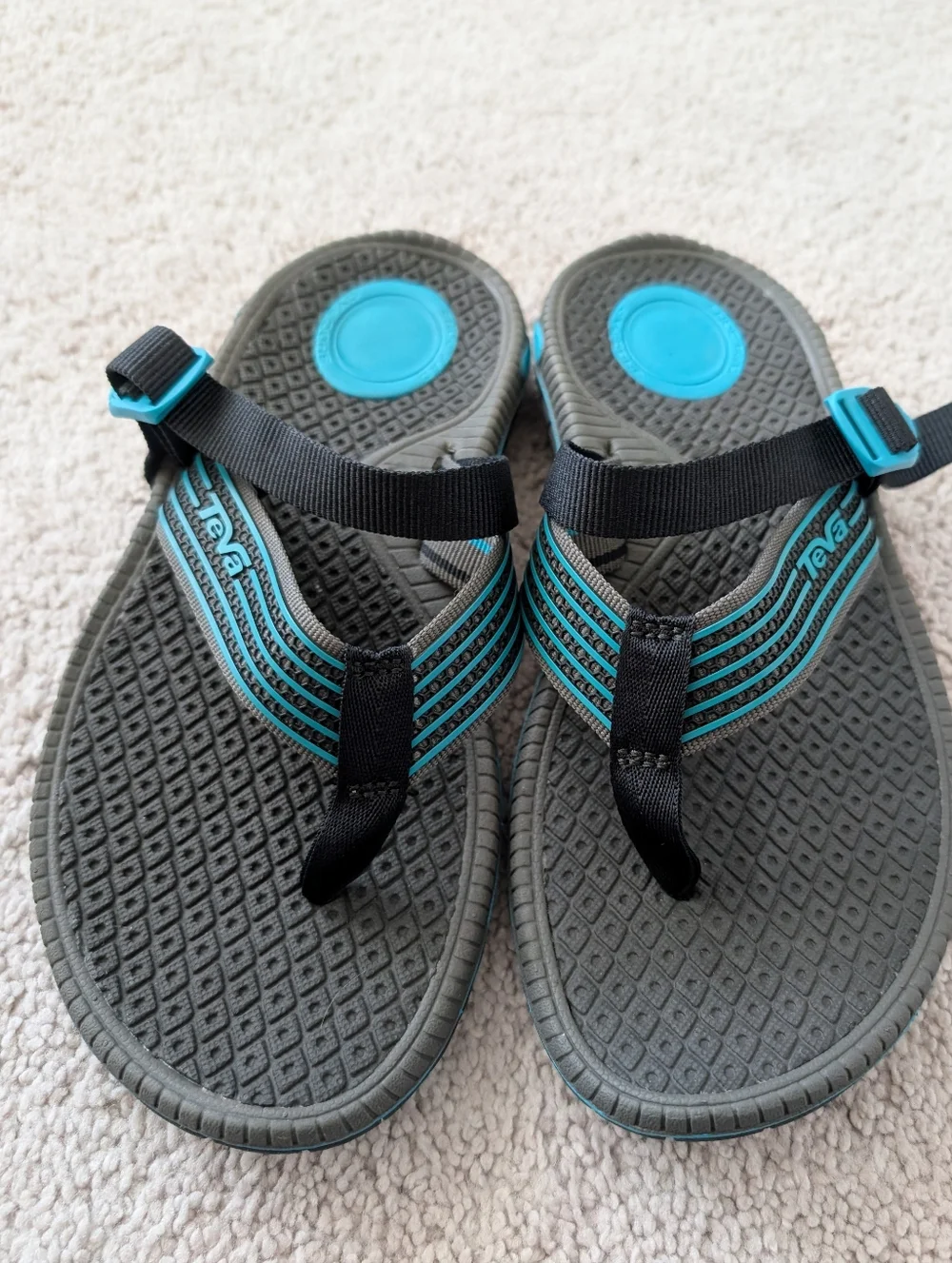 Teva Bomber Flip Flops Women's Size 8 Gray Blue Slip On Thong Slides Sandals - Picture 5 of 12